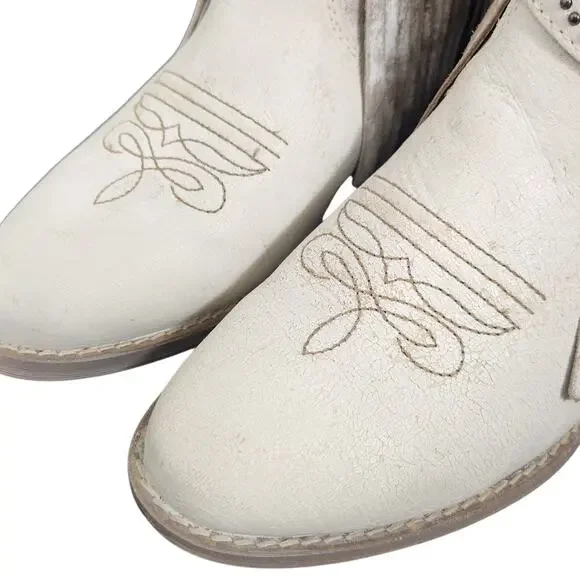 Sterling River Cowboy Boots Distressed Leather Fringe Buckle Zip Ankle Sz 9 - Picture 6 of 11